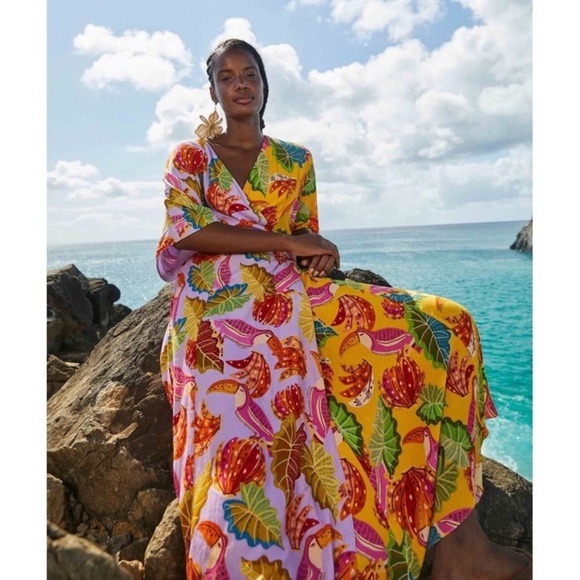 FARM Rio Dresses & Skirts - FARM RIO Mixed Beaks & Bananas Maxi Wrap Dress